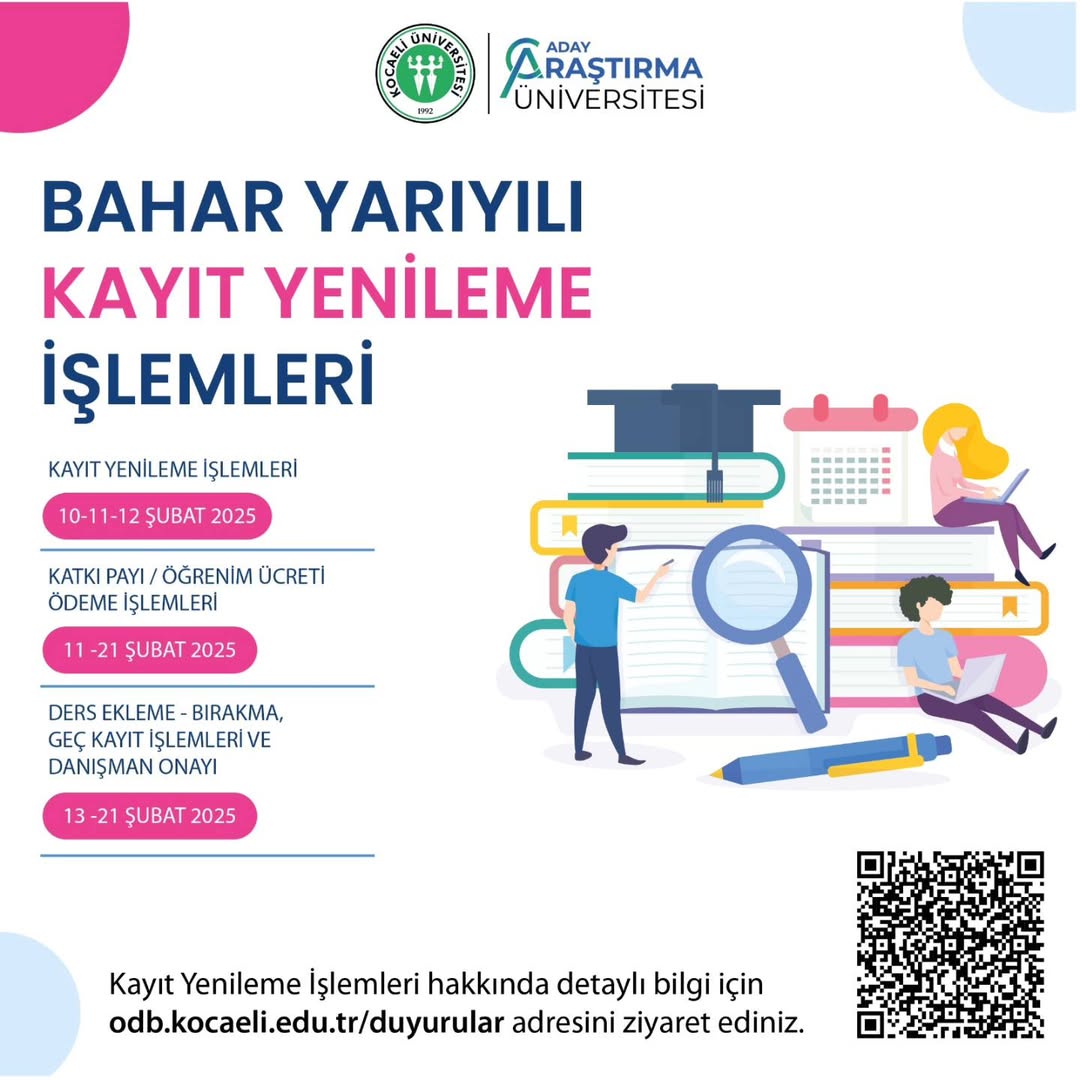 Kocaeli Üniversitesi 2024-2025 Bahar Yarıyılı Kayıt Yenileme ve Derse Yazılma Tarihleri Açıklandı