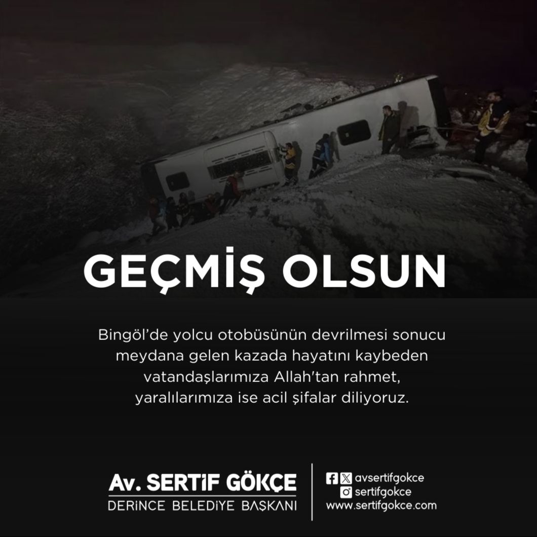 Derince Belediyesi'nden Kaza Kurbanları İçin Taziye Mesajı