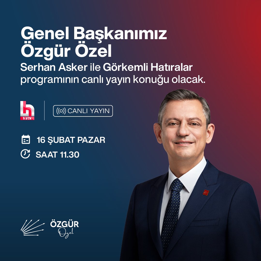 Özgür Özel Halk TV'de Canlı Yayına Konuk Olacak