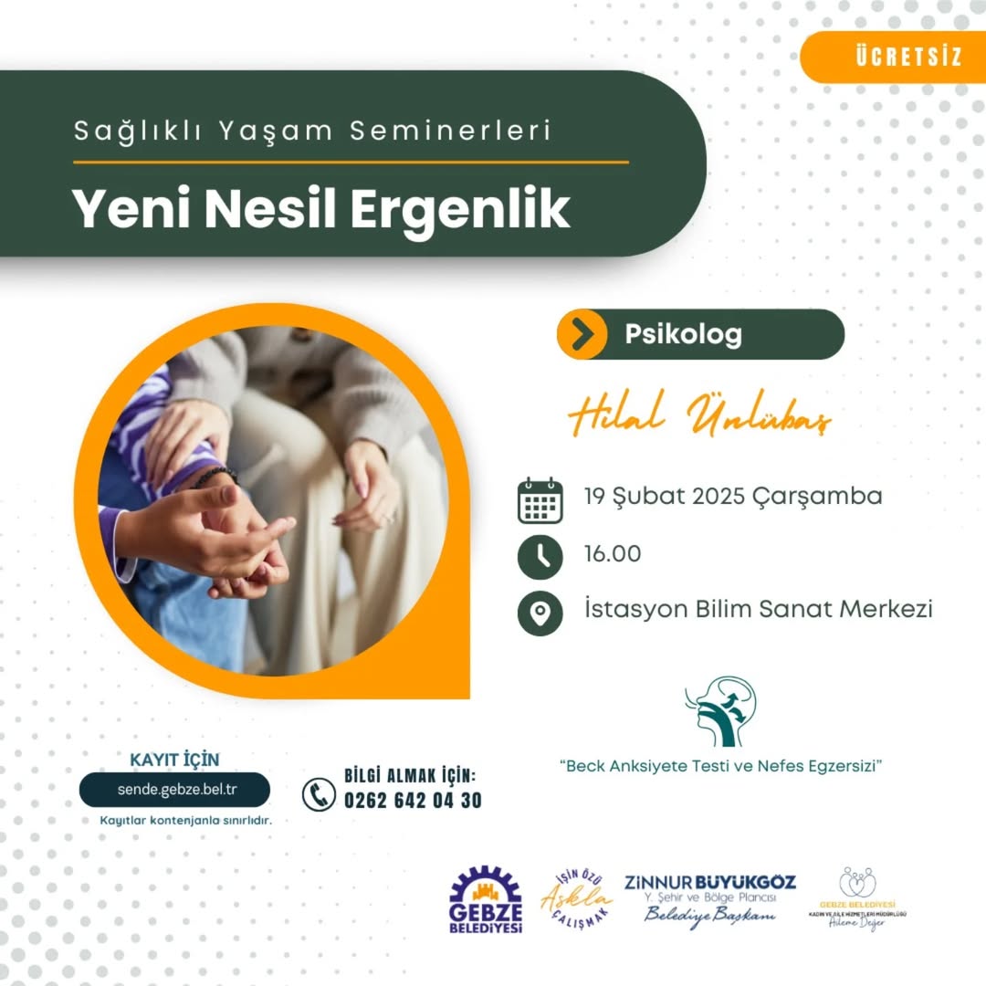 Gebze'de Sağlıklı Yaşam İçin Bilim ve Sanat Merkezi'nde Seminer Düzenleniyor