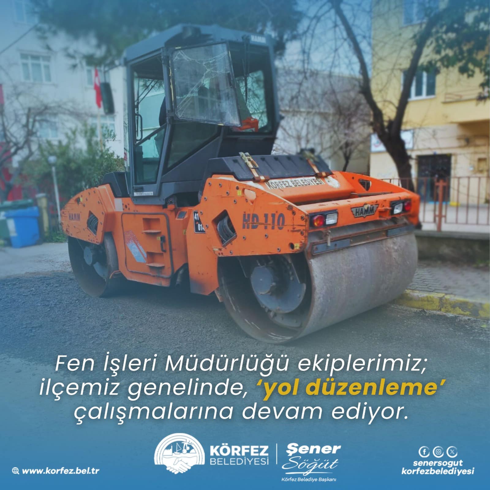 Körfez Belediyesi Yol Düzenleme Çalışmalarına Devam Ediyor
