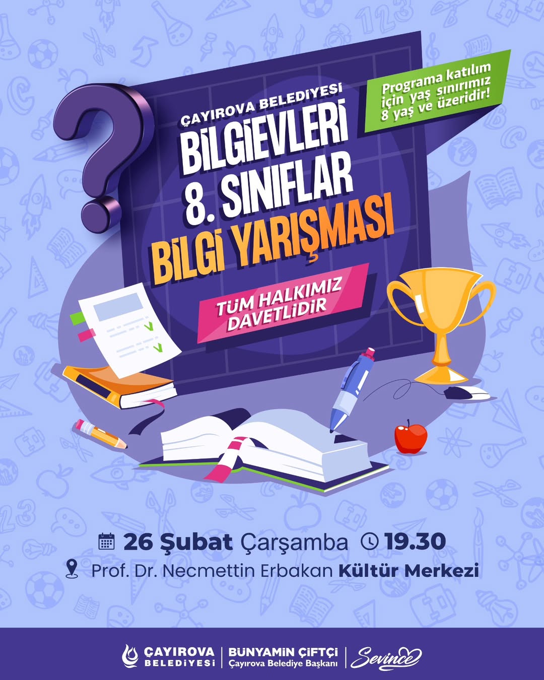 Çayırova Belediyesi'nden 8. Sınıflar İçin Bilgi Yarışması Duyurusu
