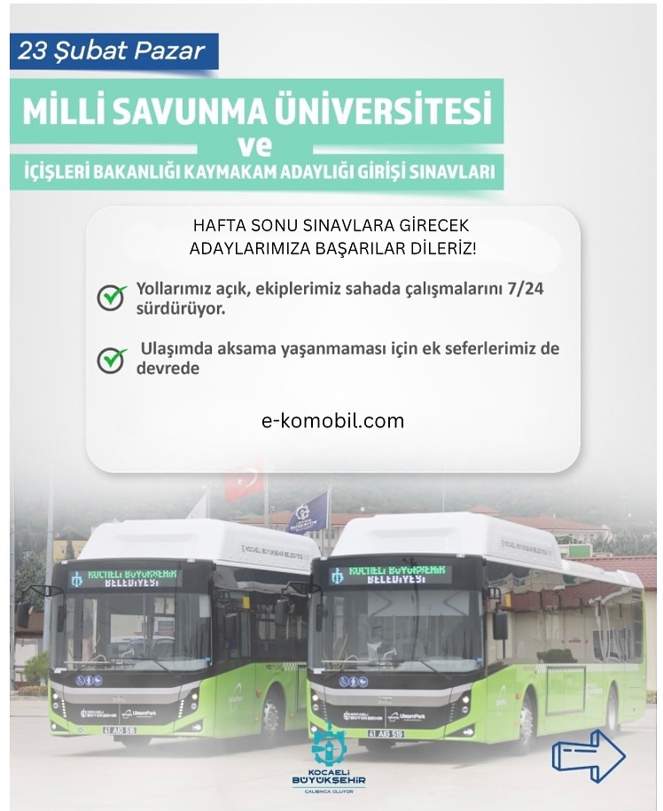 Kocaeli'de Hafta Sonu Sınav Ulaşım Tedbirleri